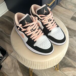 White, light pink and black Jordan midis